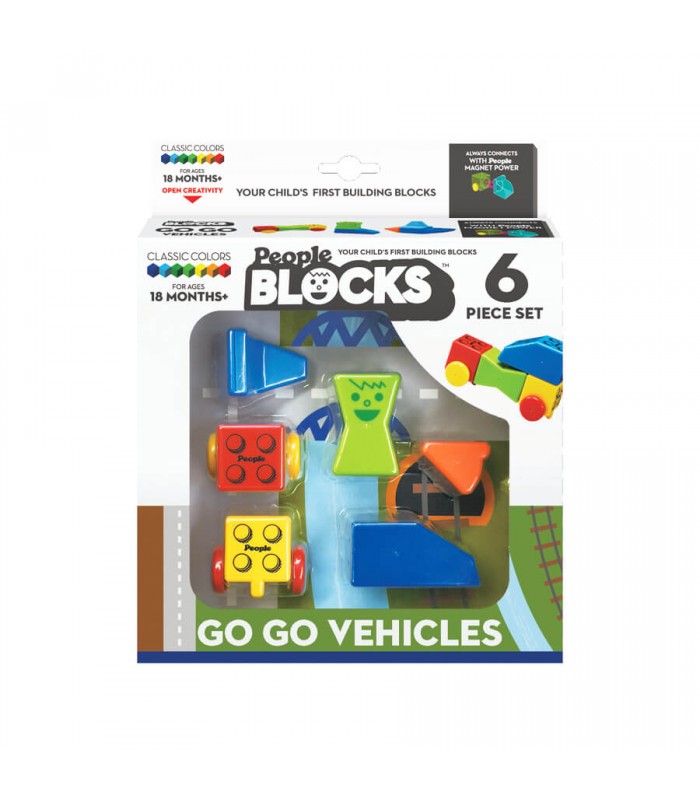 „People Blocks“ magnetinių kaladėlių rinkinys „PLAUKIAM IR VAŽIUOJAM!“, 6 kaladėlės / People Blocks Go GO Vehicle 6pcs